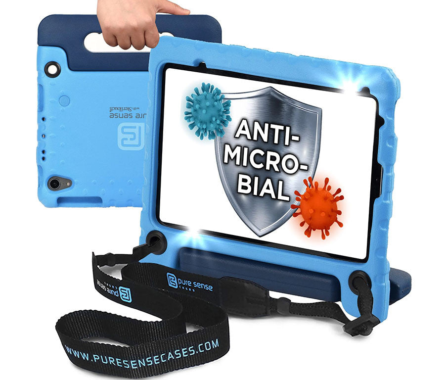 PurseSense Buddy case in blue (iPad 10.9" version shown)