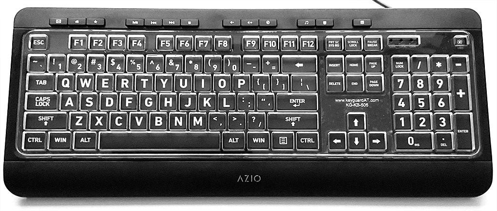 Azio Vision Large Font USB Keyboard KB505U Keyguard