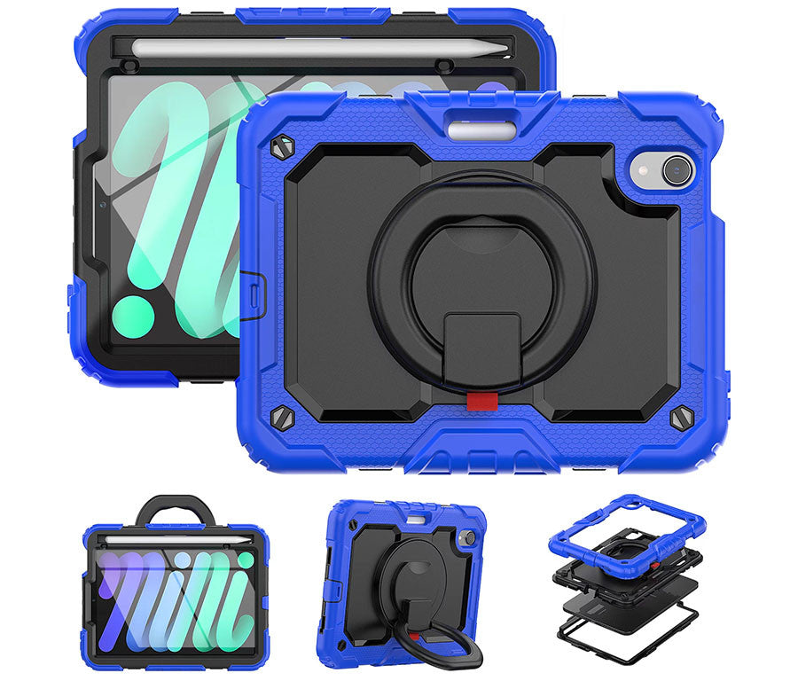 ArmorGuard Pro with ring stand in blue (iPad Mini 6th Gen 8.3" version shown)